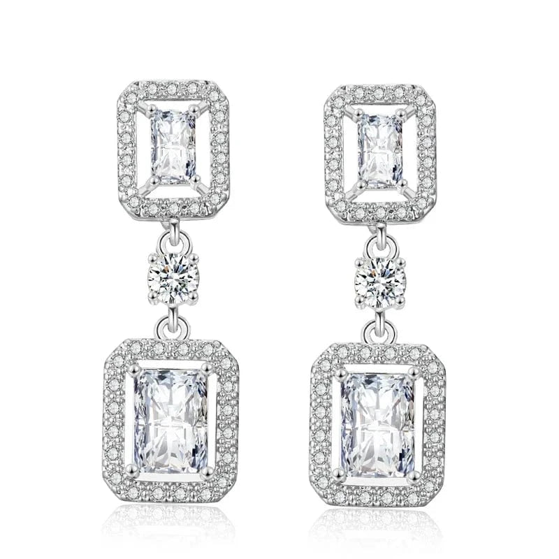 RAKOL EP2368 Classic geometric square shiny zircon earrings luxury bridal wedding party earrings for  girls and women