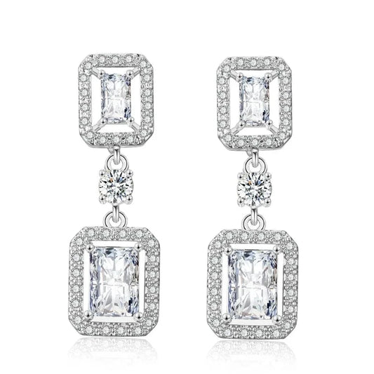 RAKOL EP2368 Classic geometric square shiny zircon earrings luxury bridal wedding party earrings for  girls and women