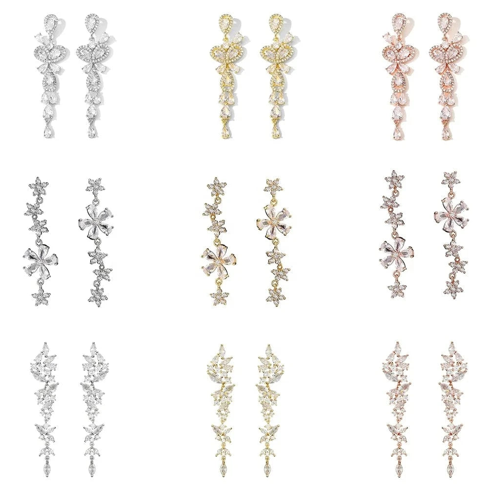 RAKOL EP2526 2022 Fine Luxury Long Earrings Jewelry Women Gold plated  Cubic Zirconia Bridal Drop Earrings