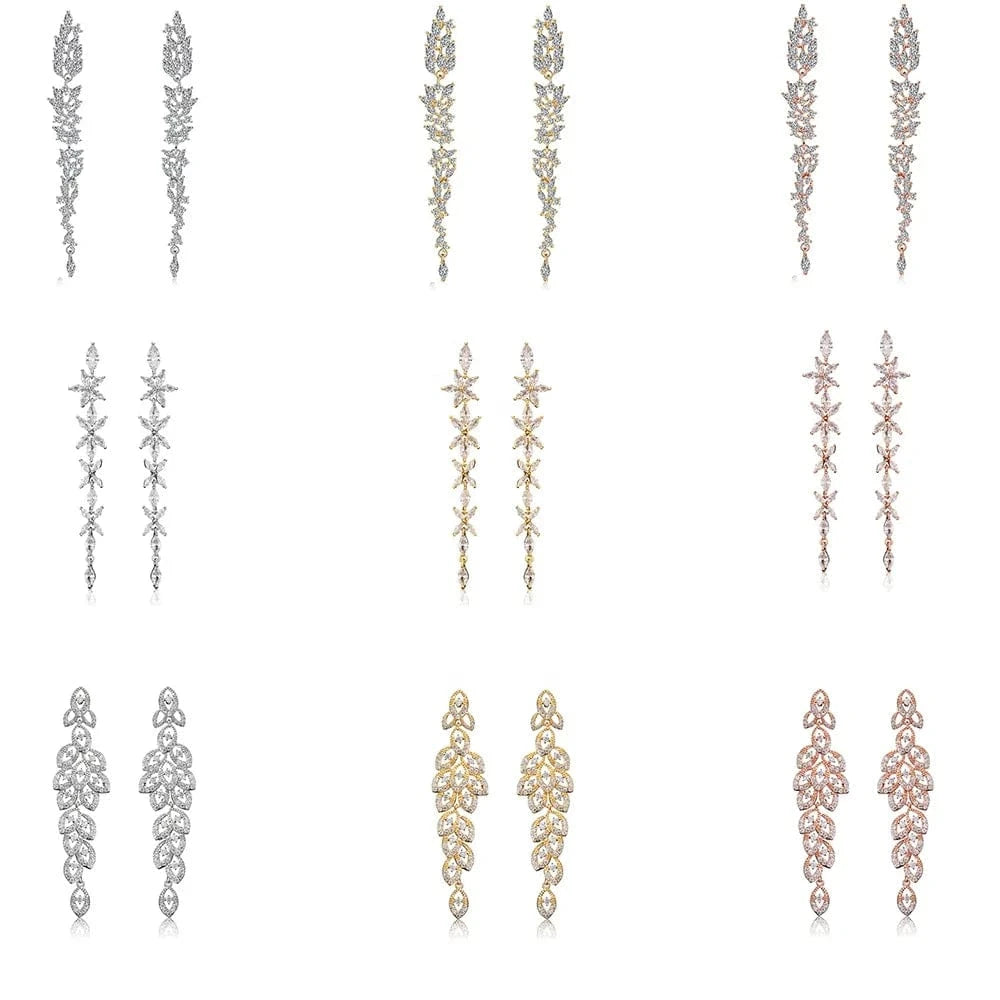 RAKOL EP2526 2022 Fine Luxury Long Earrings Jewelry Women Gold plated  Cubic Zirconia Bridal Drop Earrings