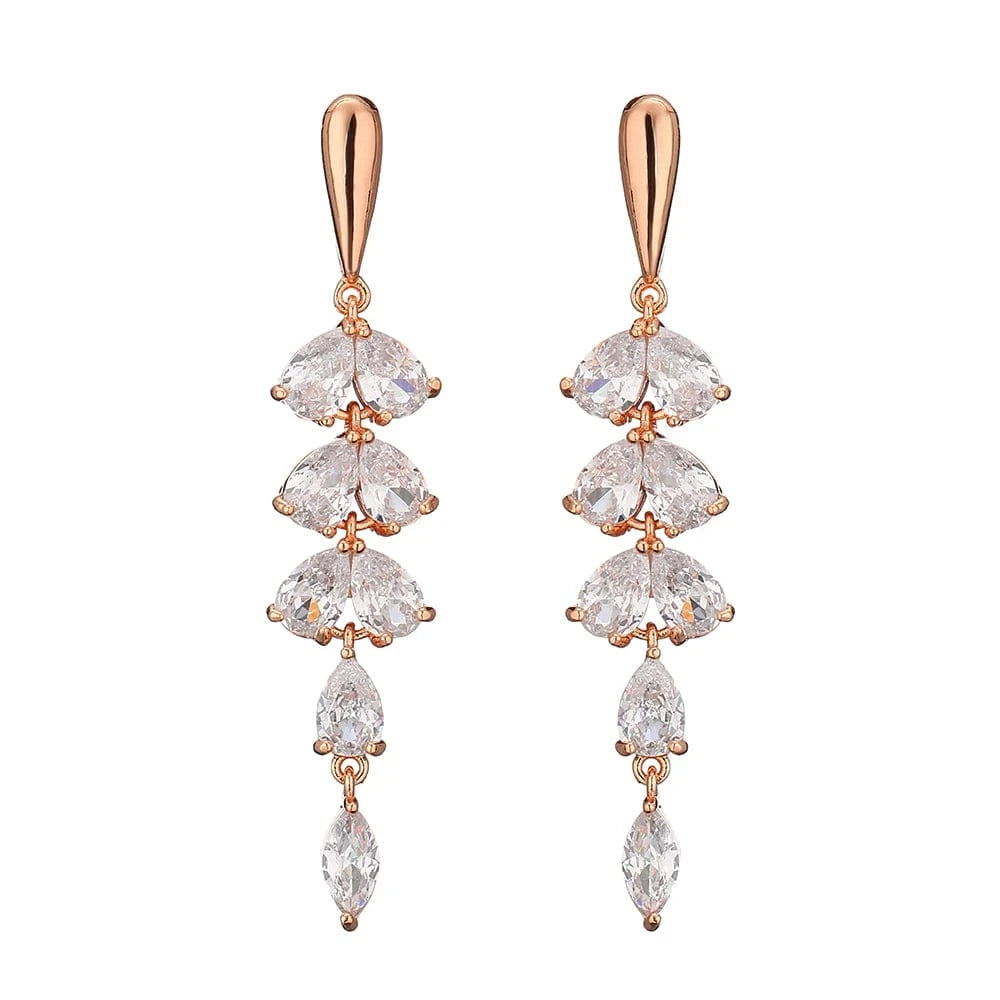 RAKOL EP2526 2022 Fine Luxury Long Earrings Jewelry Women Gold plated  Cubic Zirconia Bridal Drop Earrings