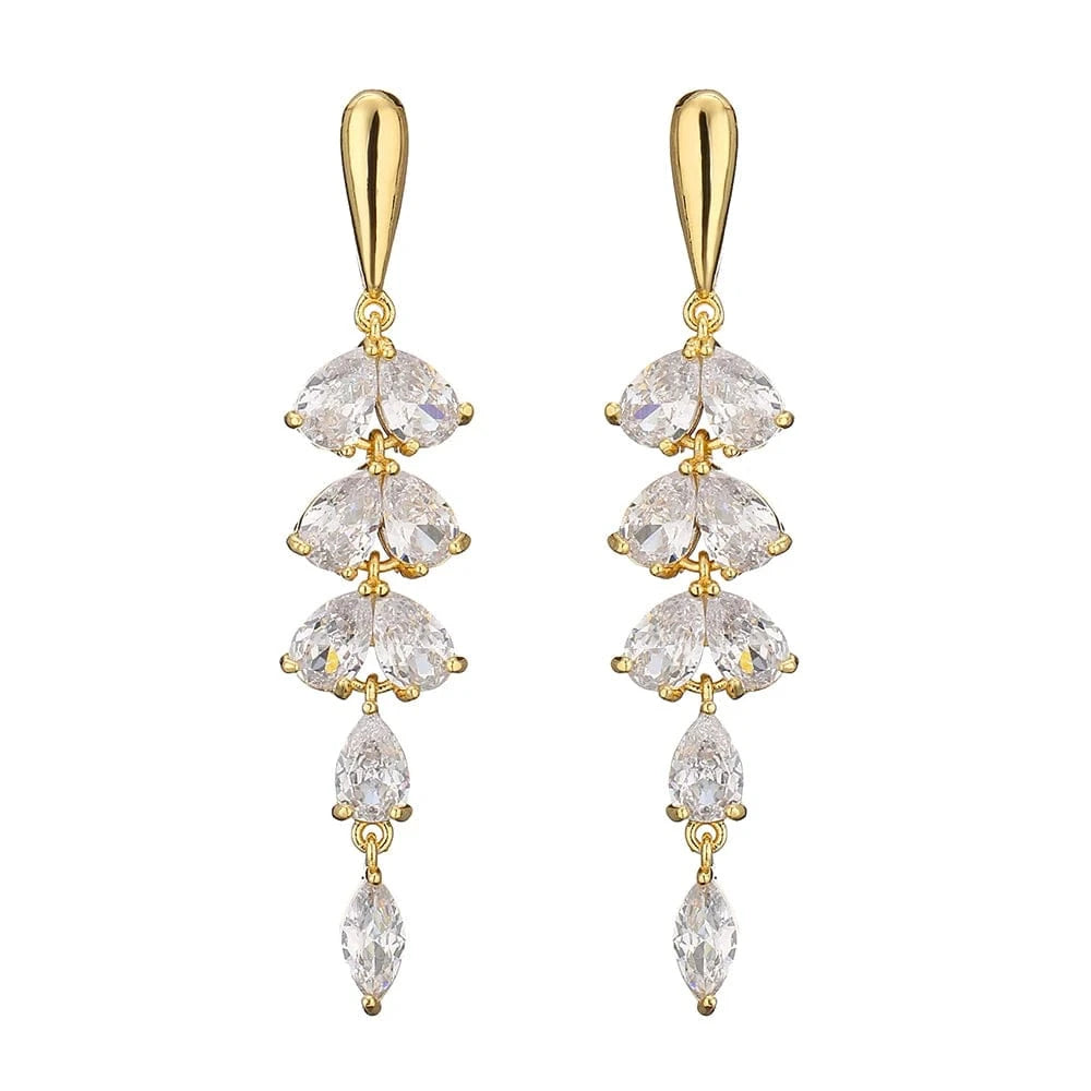 RAKOL EP2526 2022 Fine Luxury Long Earrings Jewelry Women Gold plated  Cubic Zirconia Bridal Drop Earrings