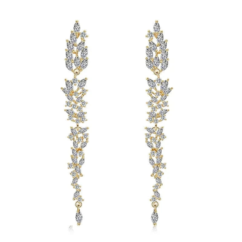 RAKOL EP2526 2022 Fine Luxury Long Earrings Jewelry Women Gold plated  Cubic Zirconia Bridal Drop Earrings