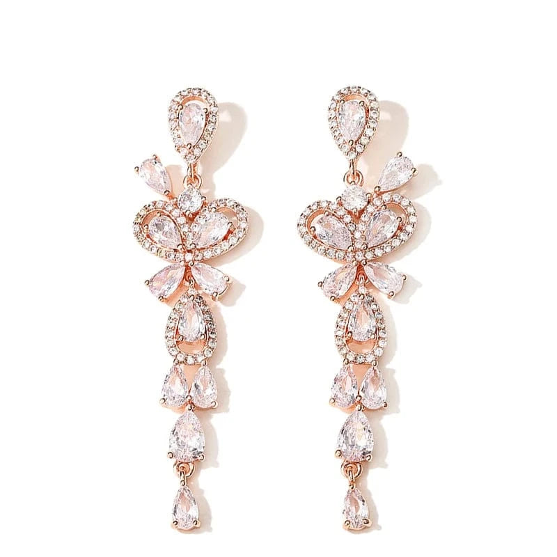 RAKOL EP2526 2022 Fine Luxury Long Earrings Jewelry Women Gold plated  Cubic Zirconia Bridal Drop Earrings