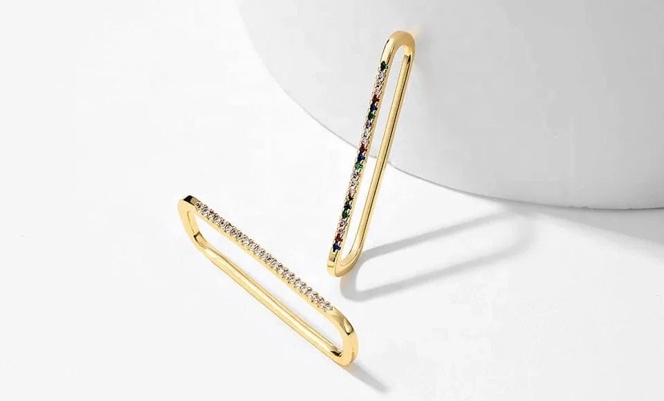 RAKOL EP2586 Elegant Jewellery Diamond Cartilage Bar Ear Cuff Earring 925 Sterling Silver 18 k Gold Earring