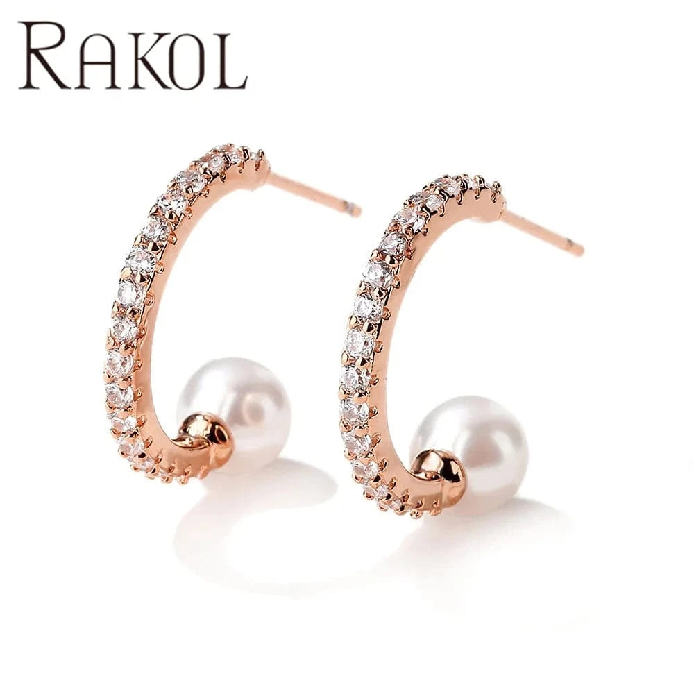RAKOL EP2586 Elegant Jewellery Diamond Cartilage Bar Ear Cuff Earring 925 Sterling Silver 18 k Gold Earring
