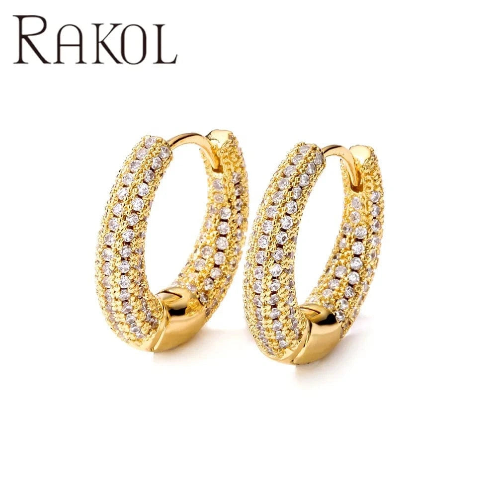 RAKOL EP2586 Elegant Jewellery Diamond Cartilage Bar Ear Cuff Earring 925 Sterling Silver 18 k Gold Earring