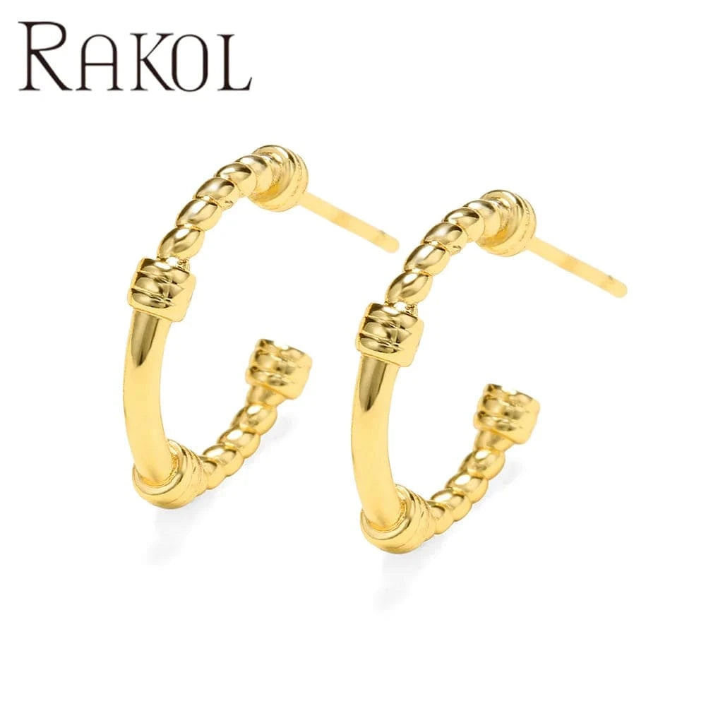 RAKOL EP2586 Elegant Jewellery Diamond Cartilage Bar Ear Cuff Earring 925 Sterling Silver 18 k Gold Earring