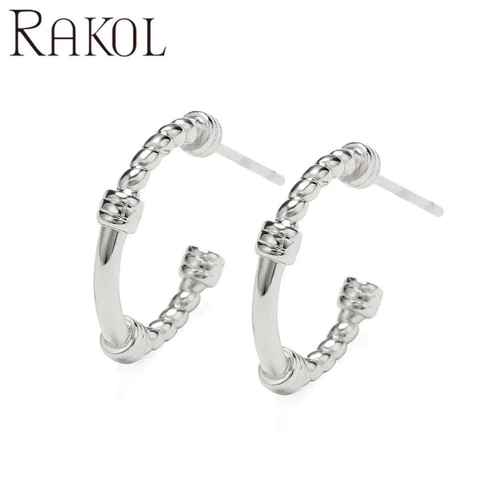 RAKOL EP2586 Elegant Jewellery Diamond Cartilage Bar Ear Cuff Earring 925 Sterling Silver 18 k Gold Earring
