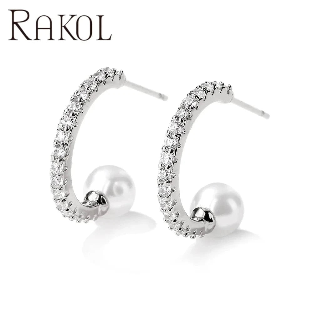 RAKOL EP2586 Elegant Jewellery Diamond Cartilage Bar Ear Cuff Earring 925 Sterling Silver 18 k Gold Earring