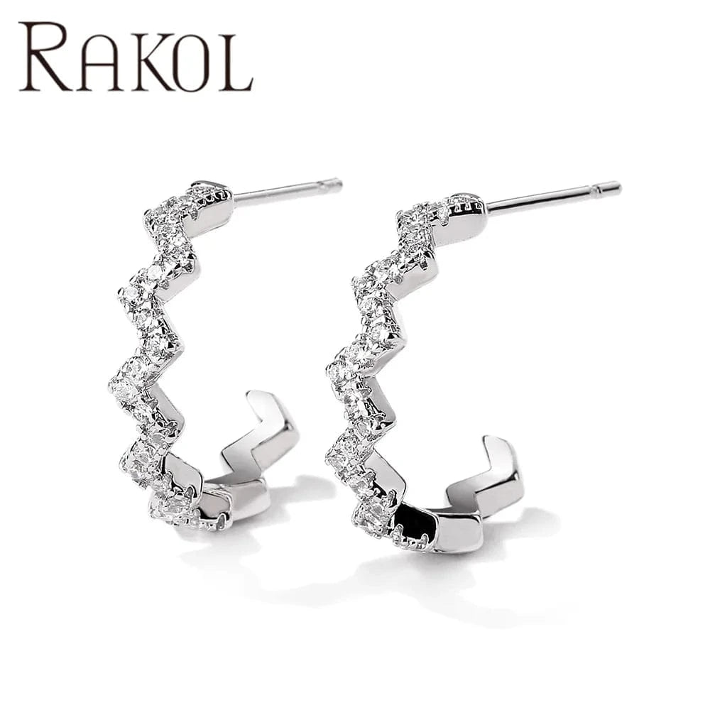 RAKOL EP2586 Elegant Jewellery Diamond Cartilage Bar Ear Cuff Earring 925 Sterling Silver 18 k Gold Earring