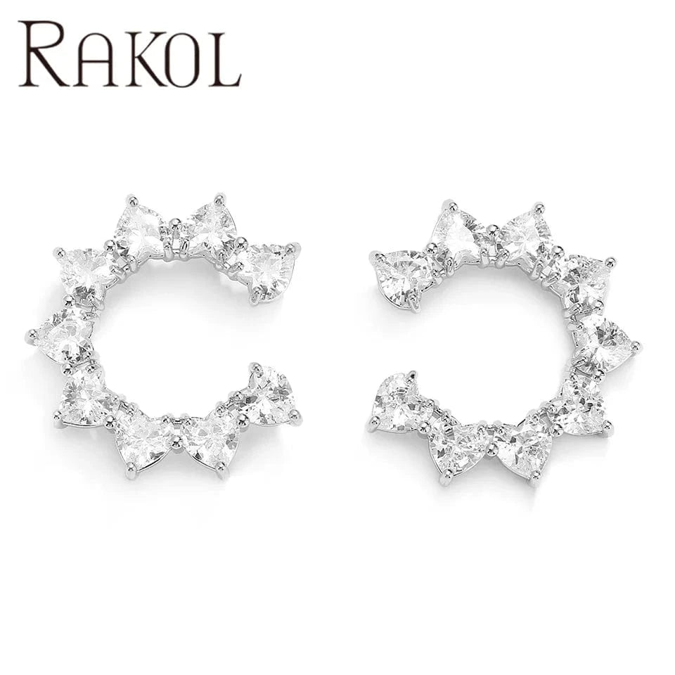 RAKOL EP2586 Elegant Jewellery Diamond Cartilage Bar Ear Cuff Earring 925 Sterling Silver 18 k Gold Earring