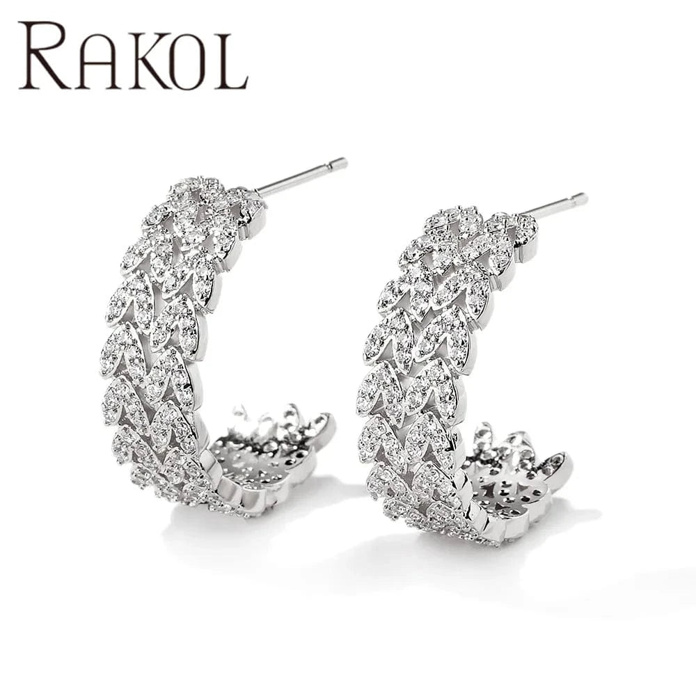 RAKOL EP2586 Elegant Jewellery Diamond Cartilage Bar Ear Cuff Earring 925 Sterling Silver 18 k Gold Earring