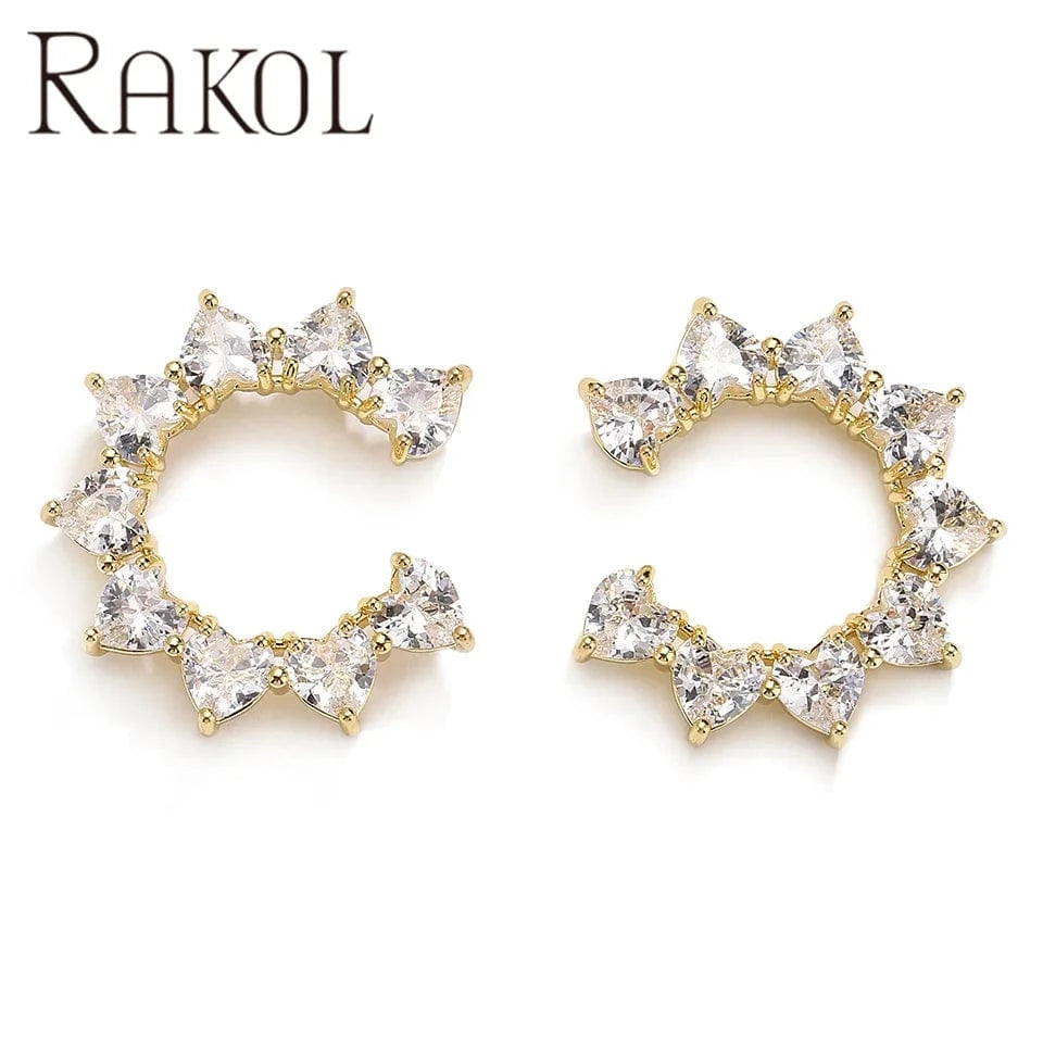 RAKOL EP2586 Elegant Jewellery Diamond Cartilage Bar Ear Cuff Earring 925 Sterling Silver 18 k Gold Earring