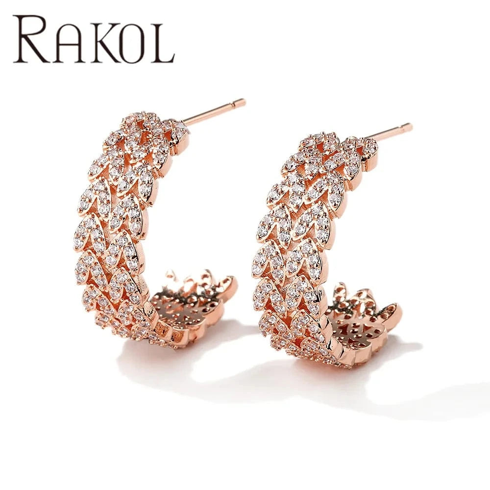 RAKOL EP2586 Elegant Jewellery Diamond Cartilage Bar Ear Cuff Earring 925 Sterling Silver 18 k Gold Earring