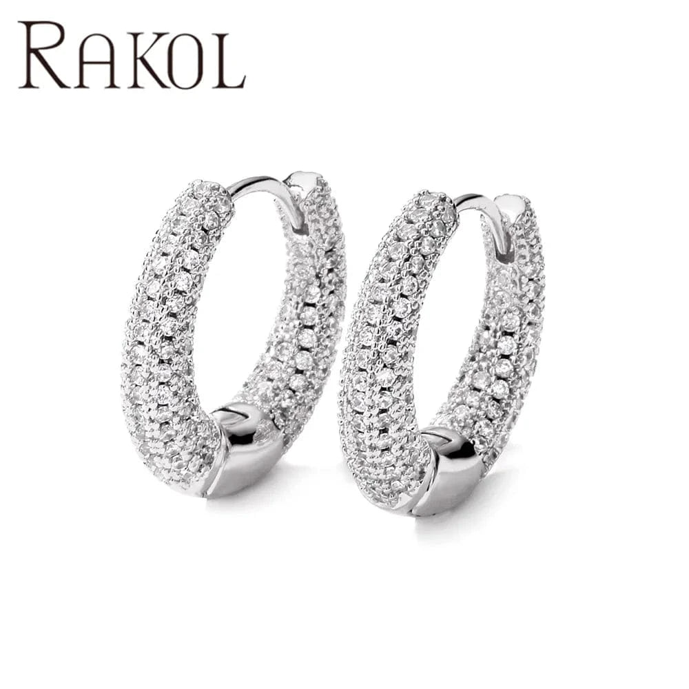 RAKOL EP2586 Elegant Jewellery Diamond Cartilage Bar Ear Cuff Earring 925 Sterling Silver 18 k Gold Earring