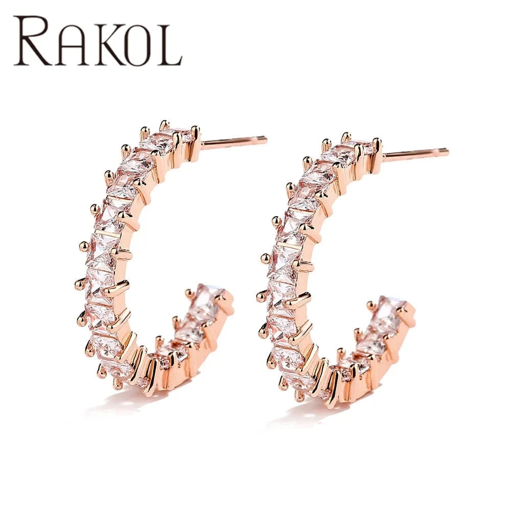 RAKOL EP2586 Elegant Jewellery Diamond Cartilage Bar Ear Cuff Earring 925 Sterling Silver 18 k Gold Earring