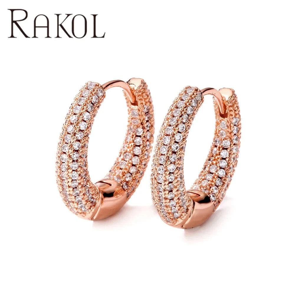 RAKOL EP2586 Elegant Jewellery Diamond Cartilage Bar Ear Cuff Earring 925 Sterling Silver 18 k Gold Earring