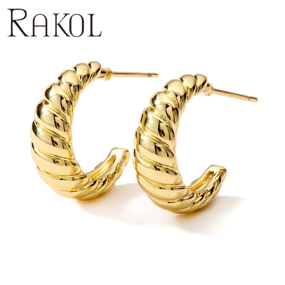 RAKOL EP2586 Elegant Jewellery Diamond Cartilage Bar Ear Cuff Earring 925 Sterling Silver 18 k Gold Earring