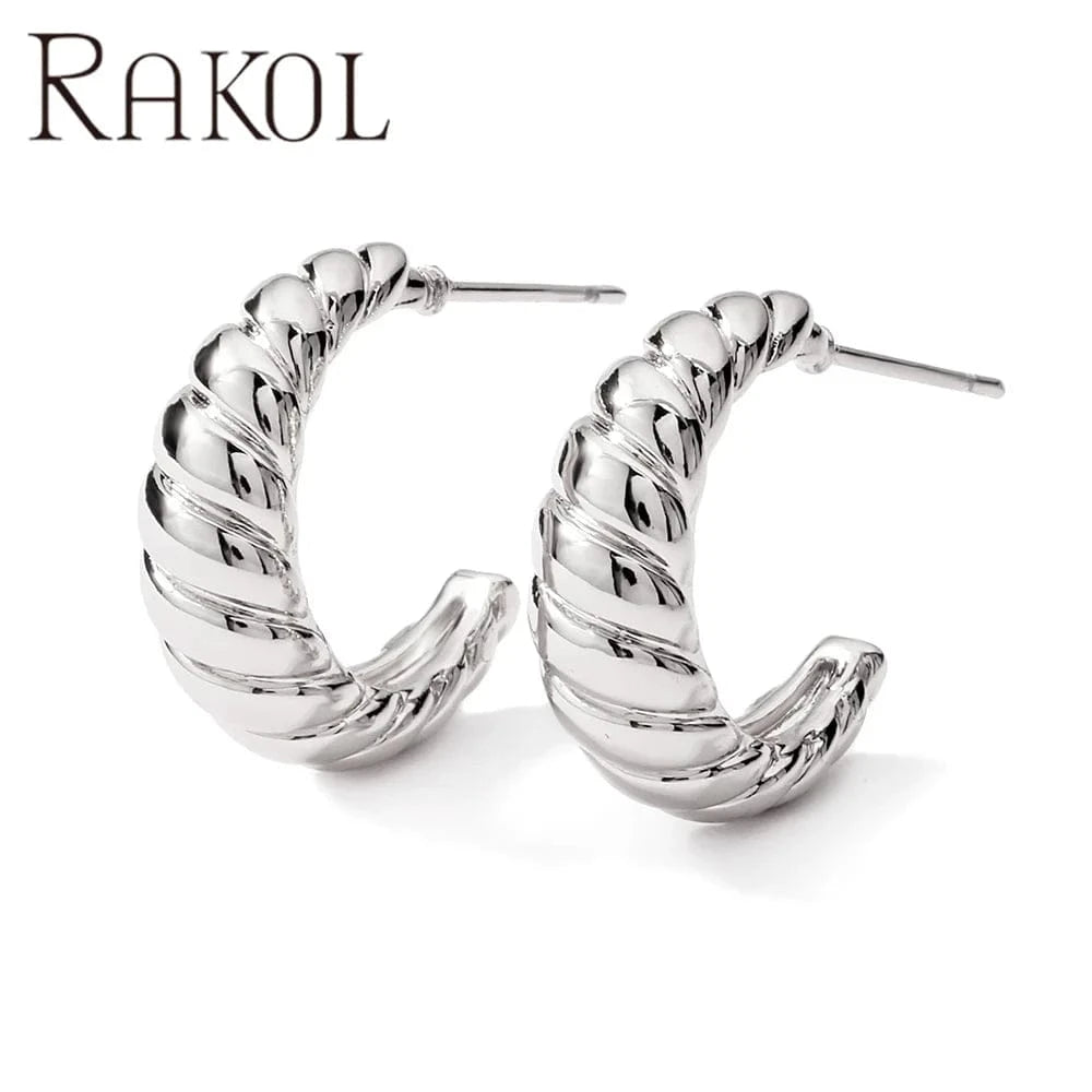 RAKOL EP2586 Elegant Jewellery Diamond Cartilage Bar Ear Cuff Earring 925 Sterling Silver 18 k Gold Earring