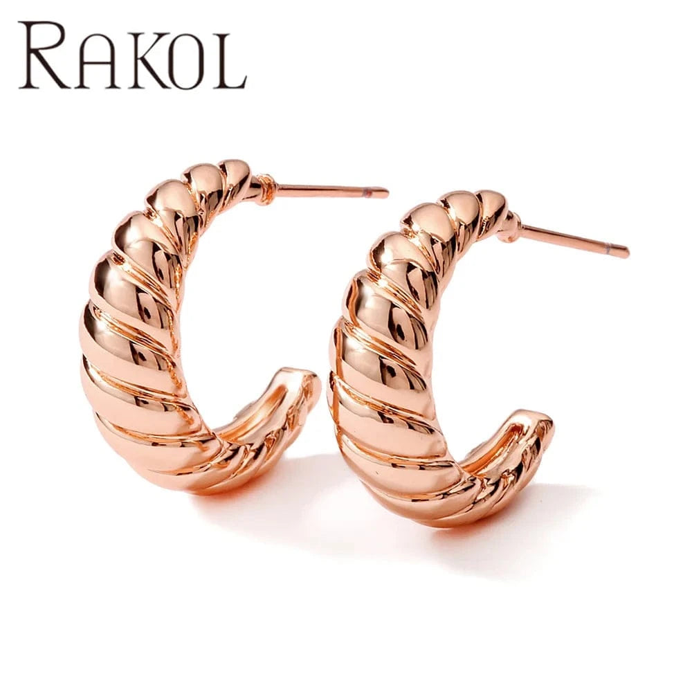 RAKOL EP2586 Elegant Jewellery Diamond Cartilage Bar Ear Cuff Earring 925 Sterling Silver 18 k Gold Earring