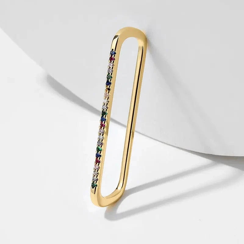 RAKOL EP2586 Elegant Jewellery Diamond Cartilage Bar Ear Cuff Earring 925 Sterling Silver 18 k Gold Earring