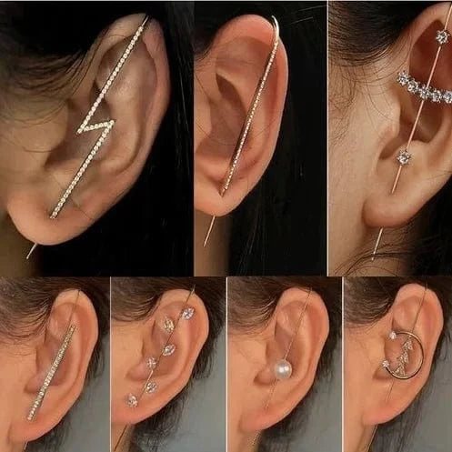 RAKOL  EP2589  wholesale Women's minimalist korean fashion  ear cuff earrings gold plated custom rhinestone cuff earrings