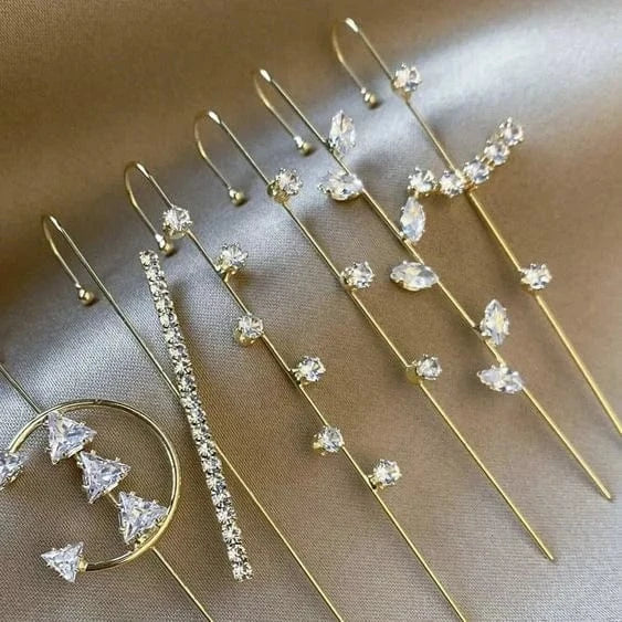 RAKOL  EP2589  wholesale Women's minimalist korean fashion  ear cuff earrings gold plated custom rhinestone cuff earrings