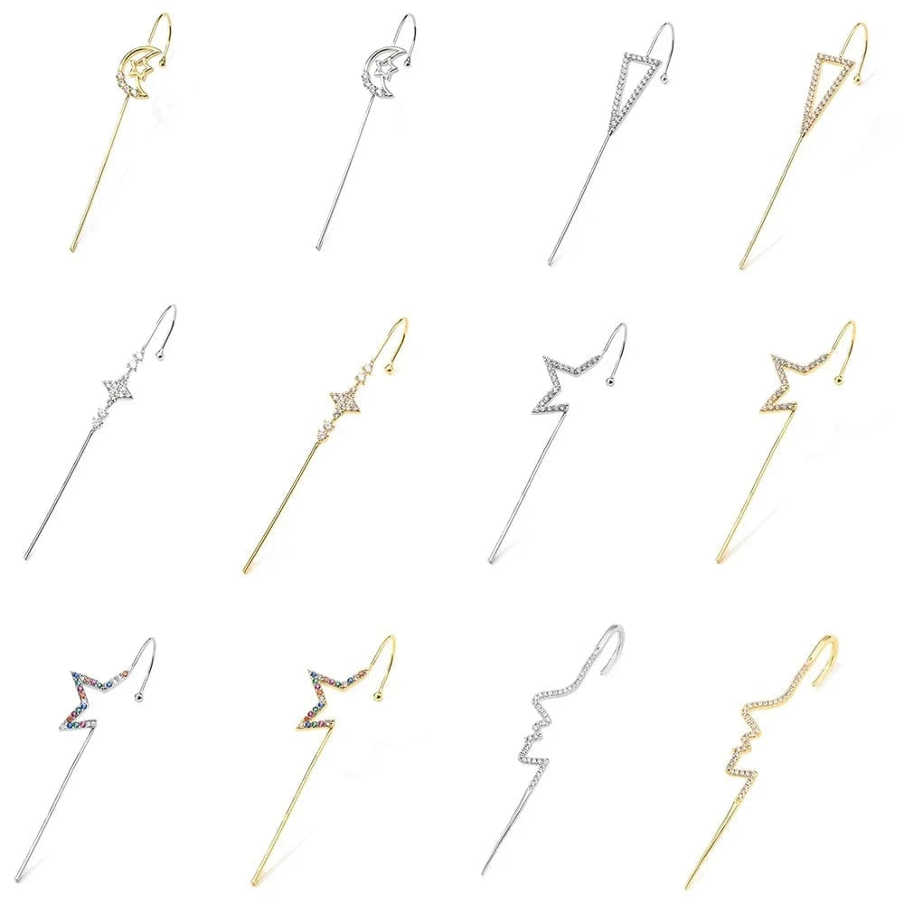 RAKOL  EP2589  wholesale Women's minimalist korean fashion  ear cuff earrings gold plated custom rhinestone cuff earrings