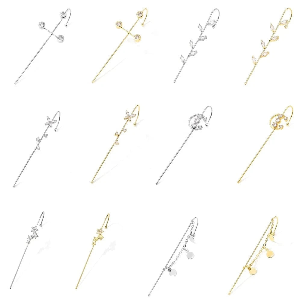 RAKOL  EP2589  wholesale Women's minimalist korean fashion  ear cuff earrings gold plated custom rhinestone cuff earrings