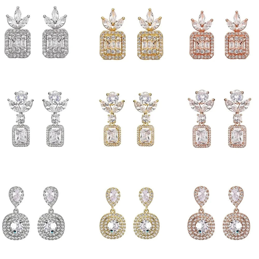 RAKOL EP2843 2022 New High Quality Gold Plated Cubic Zircon Diamond Earrings Sparking Wedding Bridal Luxury Earrings Women