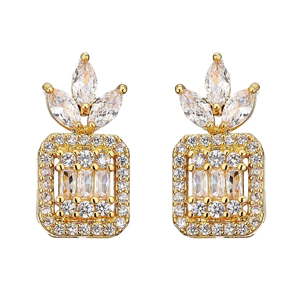 RAKOL EP2843 2022 New High Quality Gold Plated Cubic Zircon Diamond Earrings Sparking Wedding Bridal Luxury Earrings Women