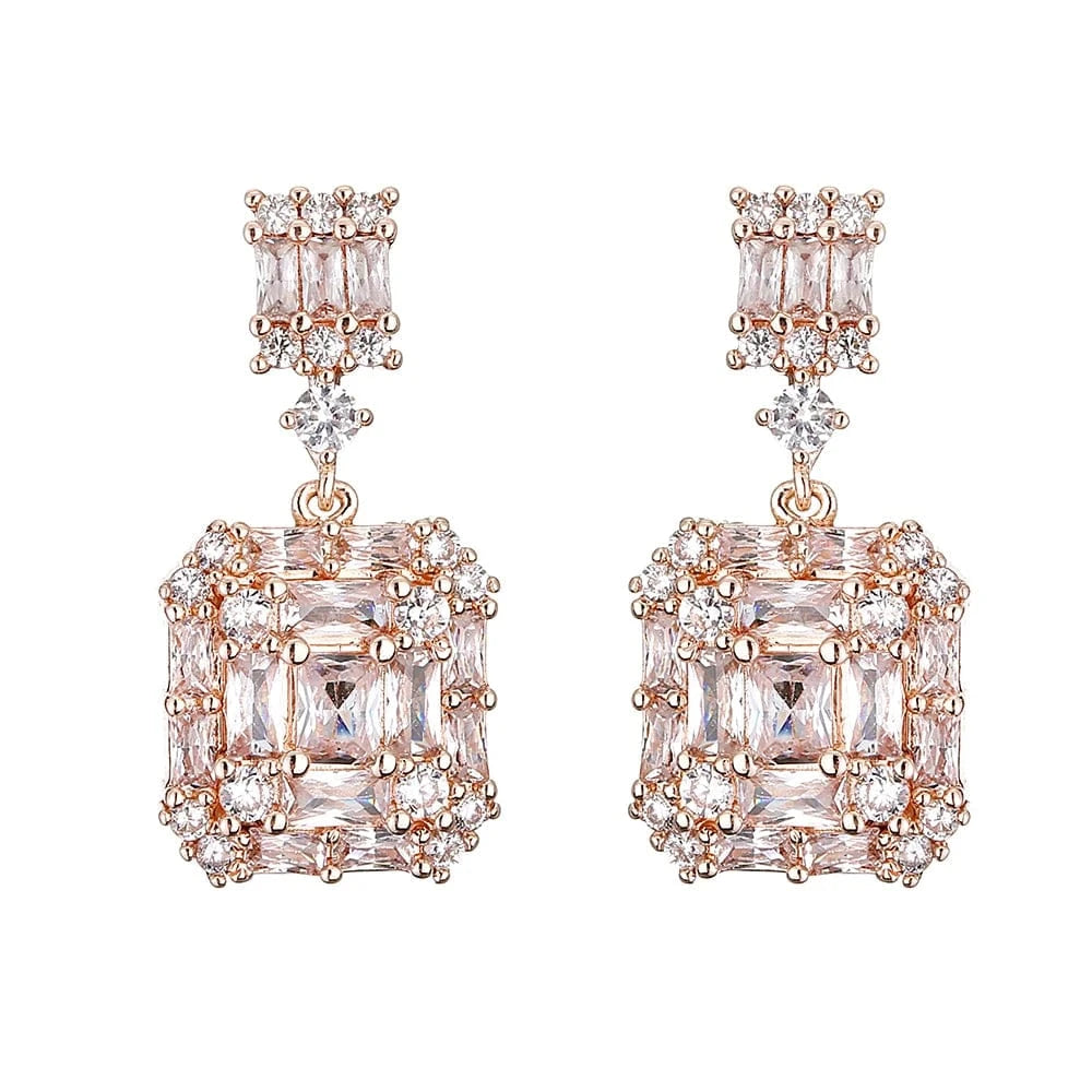 RAKOL EP2843 2022 New High Quality Gold Plated Cubic Zircon Diamond Earrings Sparking Wedding Bridal Luxury Earrings Women