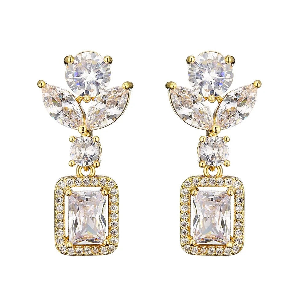 RAKOL EP2843 2022 New High Quality Gold Plated Cubic Zircon Diamond Earrings Sparking Wedding Bridal Luxury Earrings Women