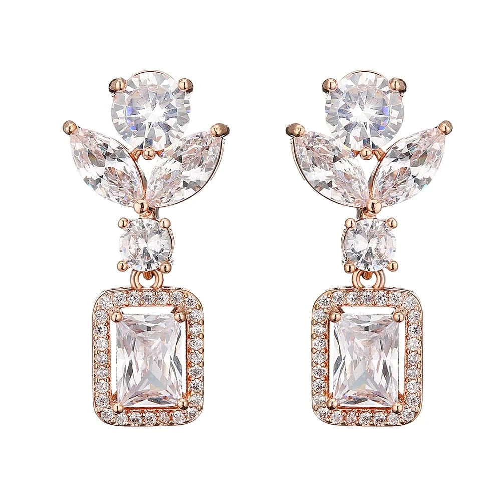 RAKOL EP2843 2022 New High Quality Gold Plated Cubic Zircon Diamond Earrings Sparking Wedding Bridal Luxury Earrings Women