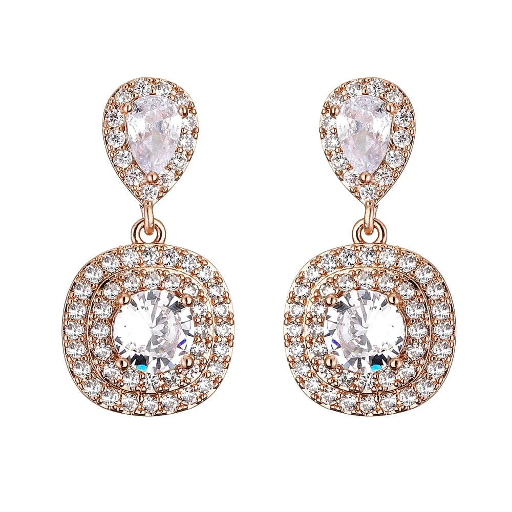 RAKOL EP2843 2022 New High Quality Gold Plated Cubic Zircon Diamond Earrings Sparking Wedding Bridal Luxury Earrings Women