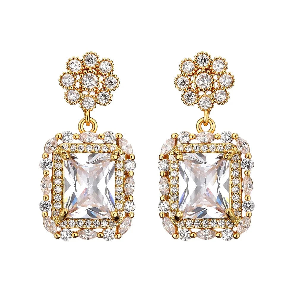 RAKOL EP2843 2022 New High Quality Gold Plated Cubic Zircon Diamond Earrings Sparking Wedding Bridal Luxury Earrings Women