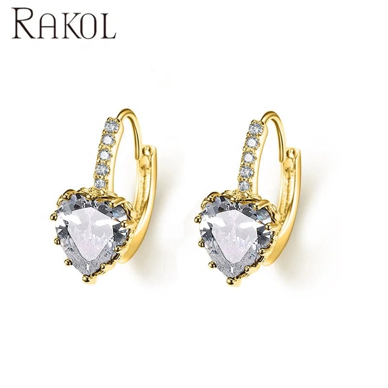 RAKOL EP2905 fine designer luxury fancy  diamond gold  small  hoop earrings 18k for women  cz cubic zirconia  huggie earring set