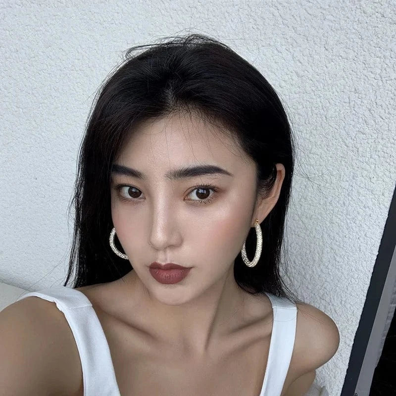 RAKOL EP2916-M Ladies' new fashion shining crystal CC custom gold plated stainless steel hoop earrings