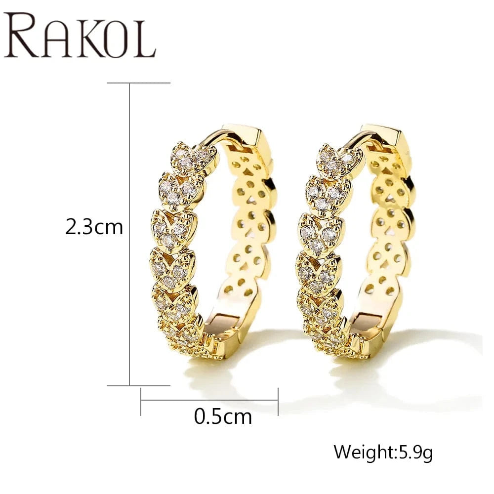 RAKOL EP2916-M Ladies' new fashion shining crystal CC custom gold plated stainless steel hoop earrings