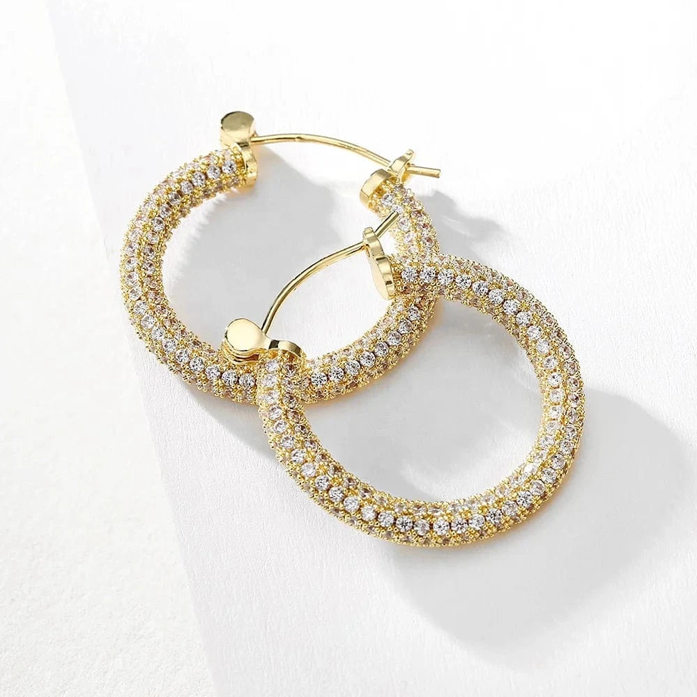 RAKOL EP2916L 2022 fashion jewelry big earrings luxury zircon paved gold big huge hoop earrings large hoop earrings women