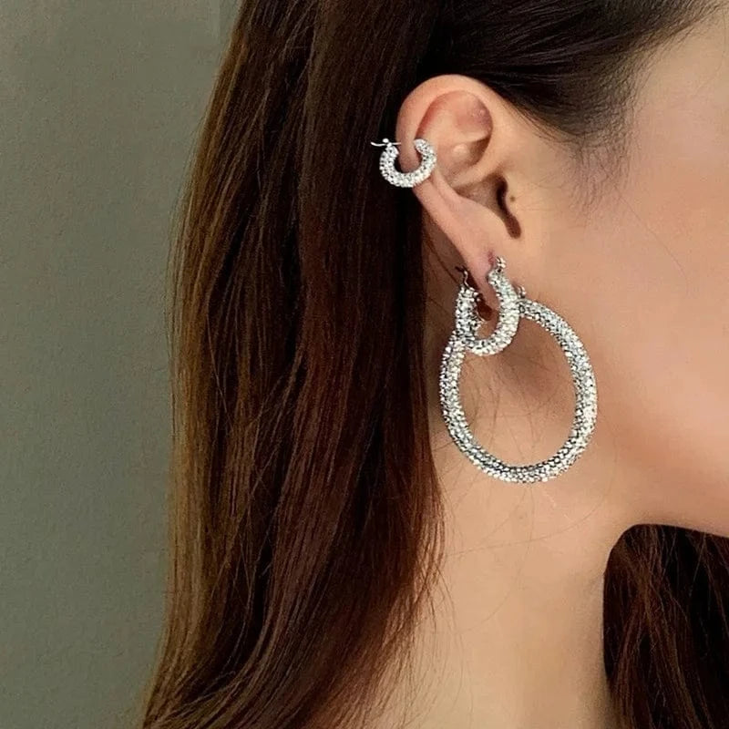 RAKOL EP2916L 2022 fashion jewelry big earrings luxury zircon paved gold big huge hoop earrings large hoop earrings women