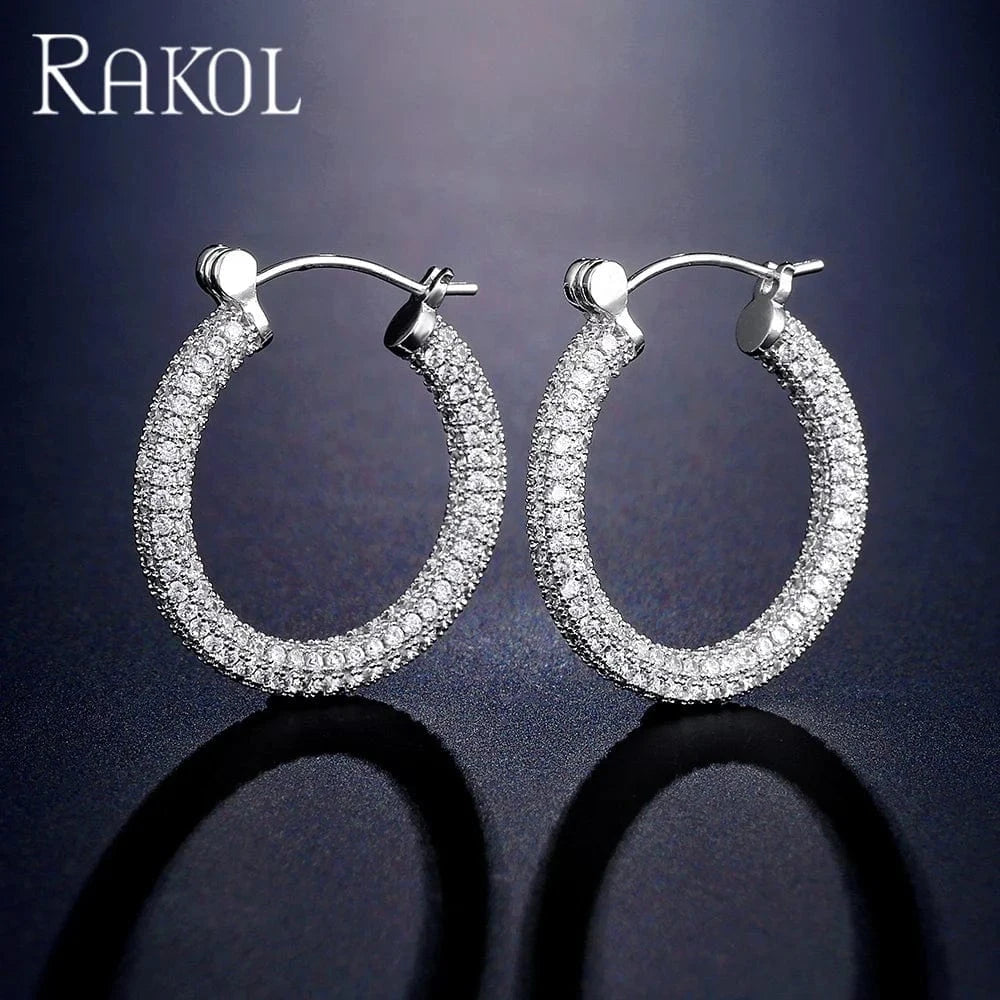 RAKOL EP2916L 2022 fashion jewelry big earrings luxury zircon paved gold big huge hoop earrings large hoop earrings women