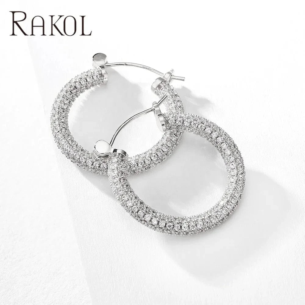 RAKOL EP2916L 2022 fashion jewelry big earrings luxury zircon paved gold big huge hoop earrings large hoop earrings women