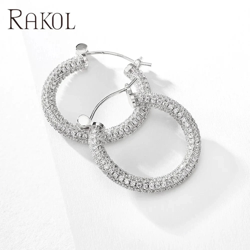 RAKOL EP2916L 2022 fashion jewelry big earrings luxury zircon paved gold big huge hoop earrings large hoop earrings women