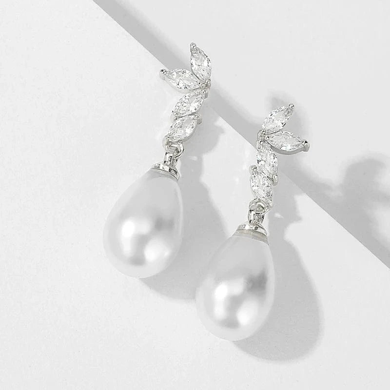 RAKOL EP2921 New Korean Fashion Imitation Pearl Statement Earrings 18K Gold Plated CZ Zircon Stone Pearl Bridal Earrings