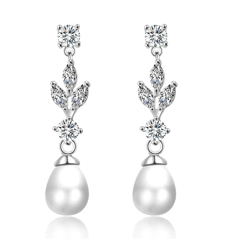 RAKOL EP2921 New Korean Fashion Imitation Pearl Statement Earrings 18K Gold Plated CZ Zircon Stone Pearl Bridal Earrings