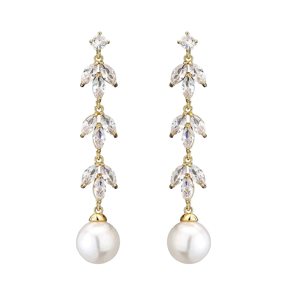 RAKOL EP2921 New Korean Fashion Imitation Pearl Statement Earrings 18K Gold Plated CZ Zircon Stone Pearl Bridal Earrings
