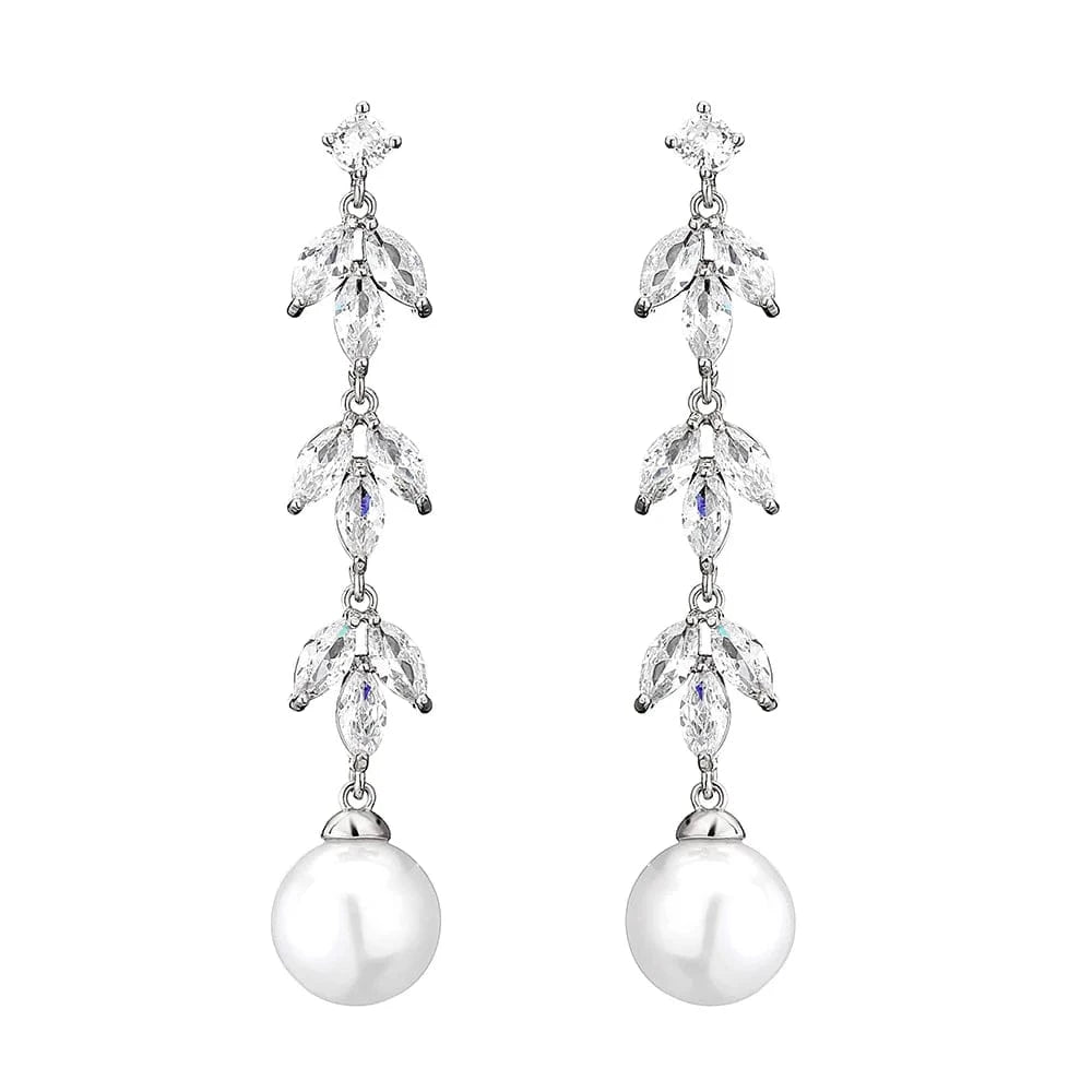 RAKOL EP2921 New Korean Fashion Imitation Pearl Statement Earrings 18K Gold Plated CZ Zircon Stone Pearl Bridal Earrings