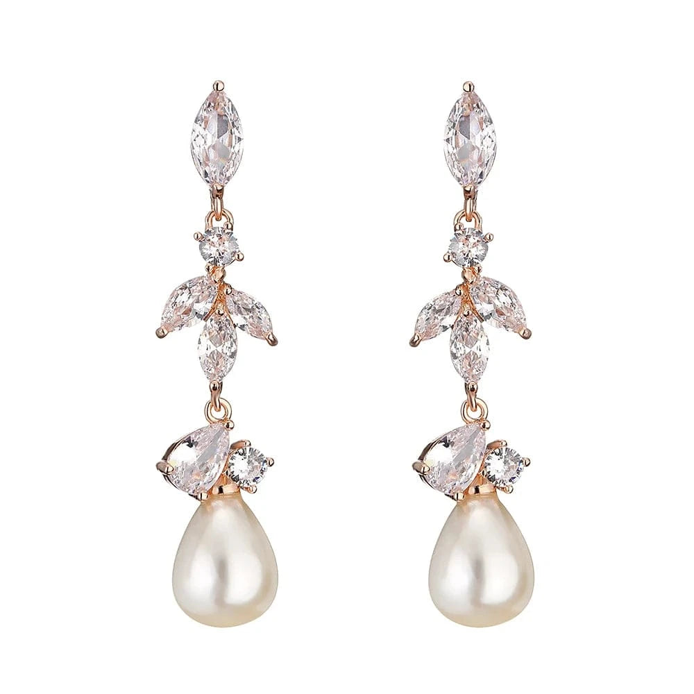 RAKOL EP2921 New Korean Fashion Imitation Pearl Statement Earrings 18K Gold Plated CZ Zircon Stone Pearl Bridal Earrings